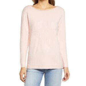New Wit & Wisdom Cable Knit Star Sweater in Whisper Pink